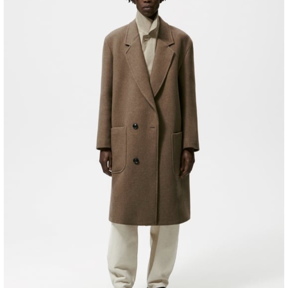Zara Other - Zara taupe brown wool blend double breasted long coat NWT